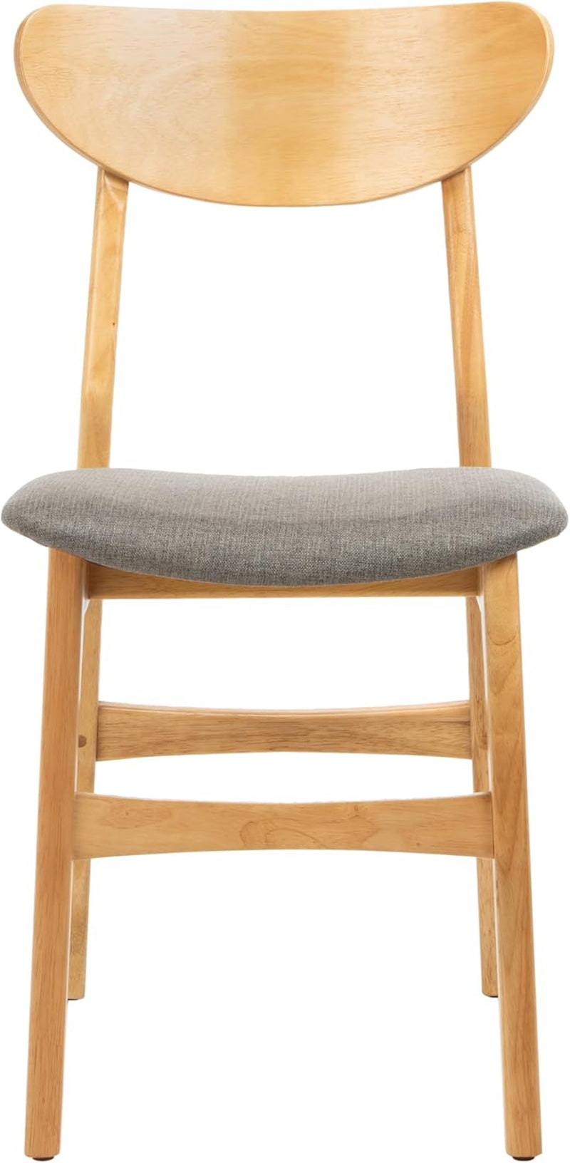 Dining Chair Set Of 2 With Grey Cushions And Natural Wood-4