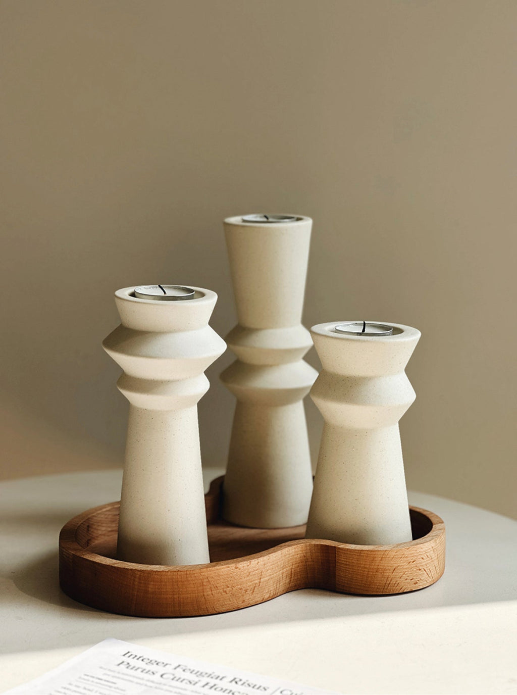 Set of 3 Minimalist Ceramic Candle Holders-1