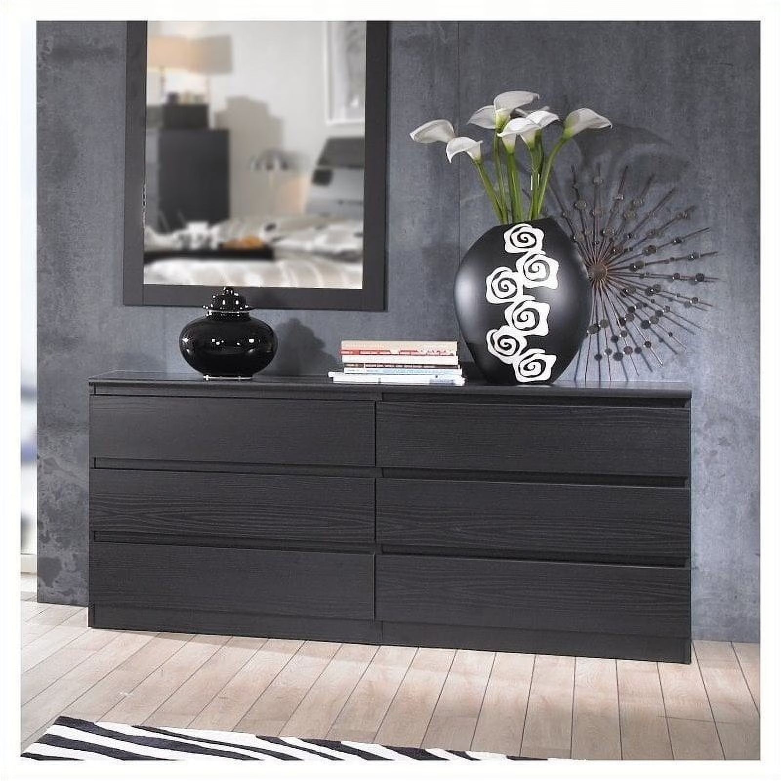Midian Timber 6 Drawer Dresser -  Black