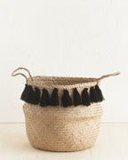 Black Tasseled Belly Baskets-3