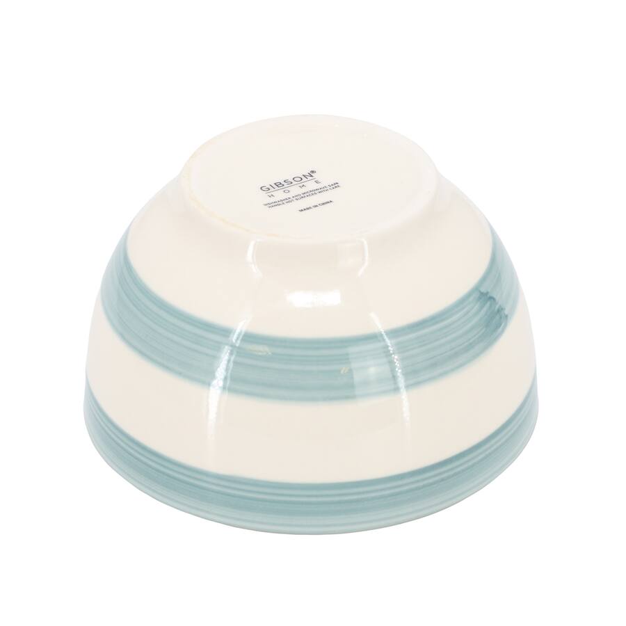 Gibson Home Kenwood Shores 12 Piece Stoneware Dinnerware Set - Blue Stripe