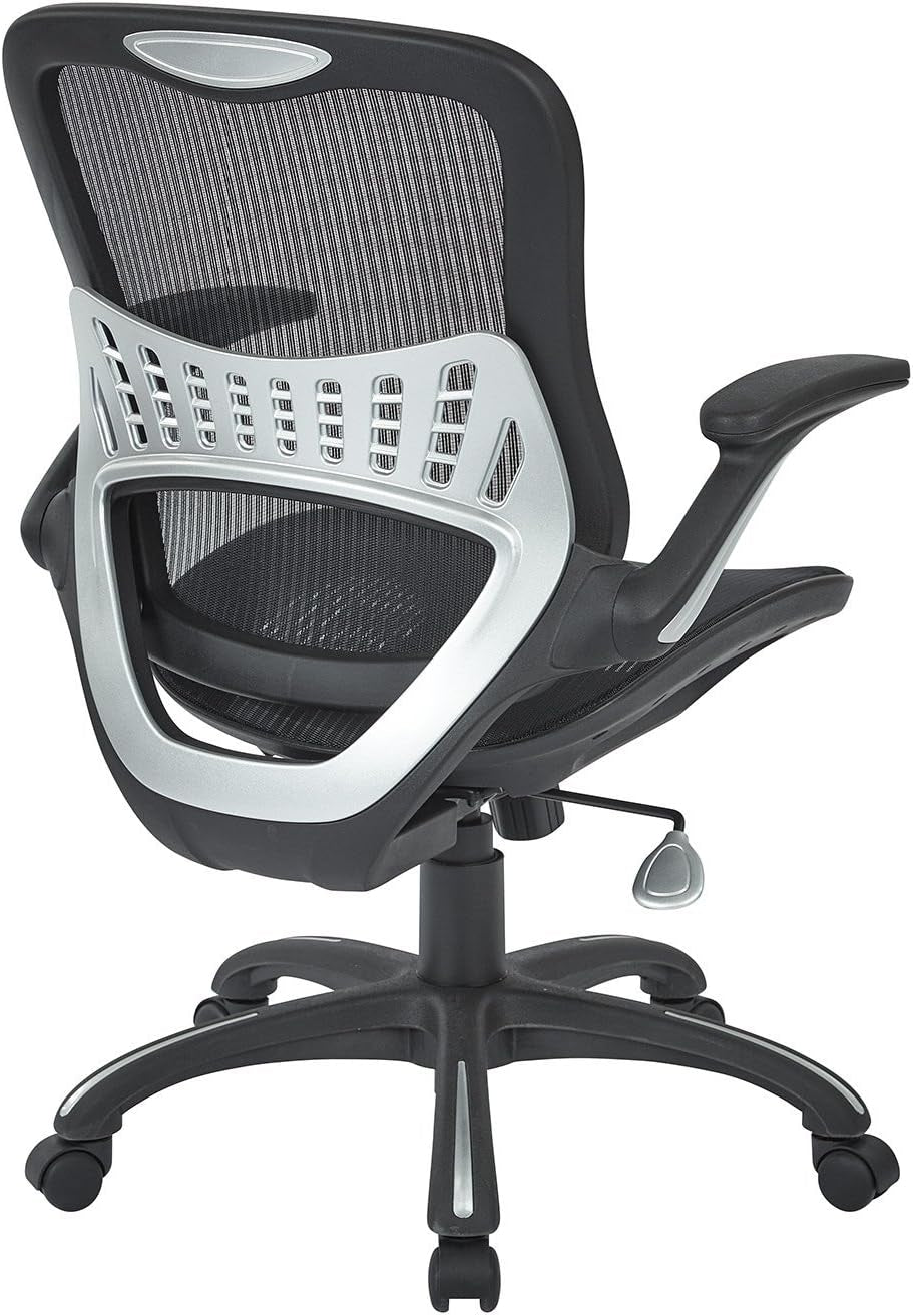 Office Star Ventilated Desk Chair With Breathable Mesh Seat Back Black Base-4