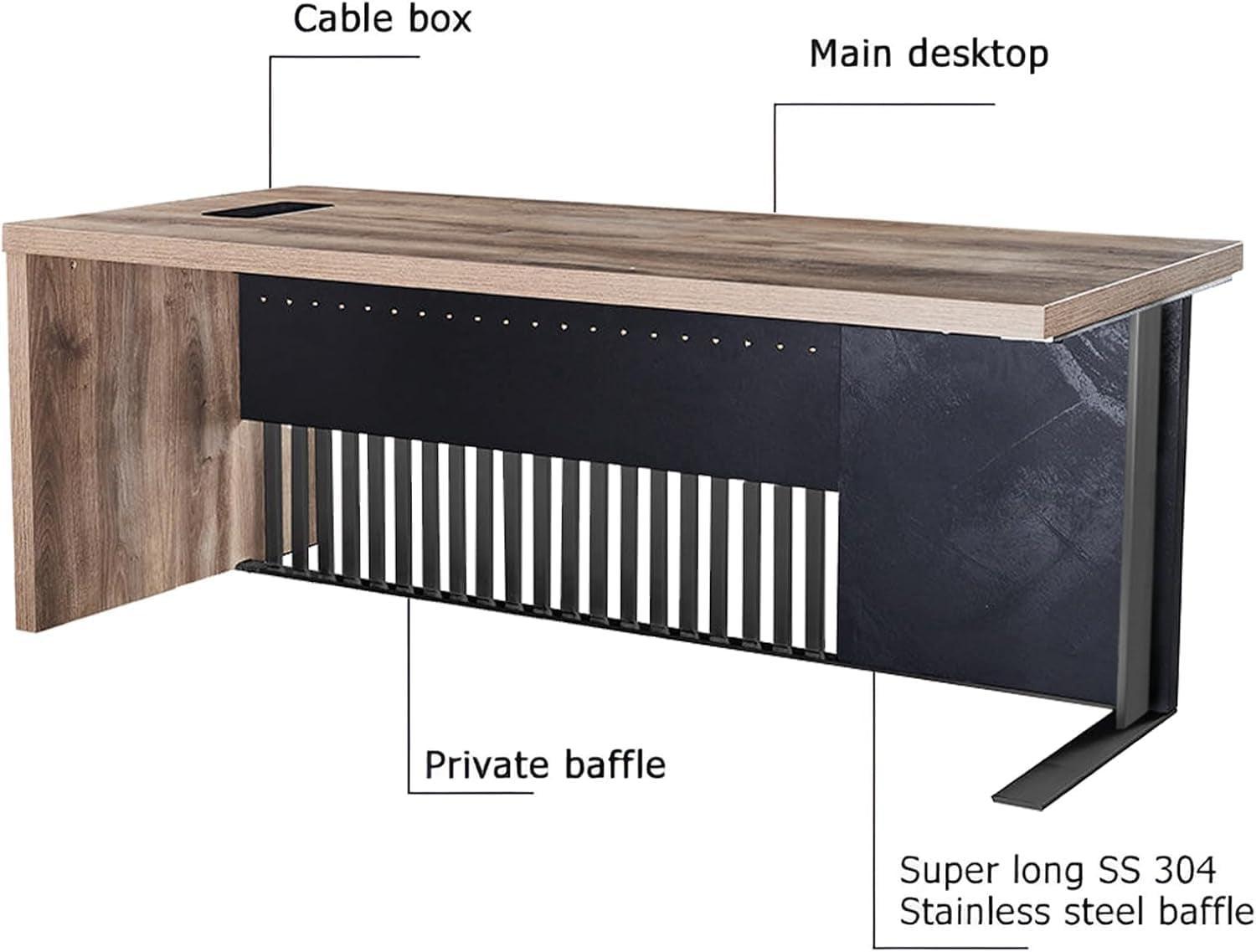 63 Inch Executive Office Desk Stainless Steel Frame-3