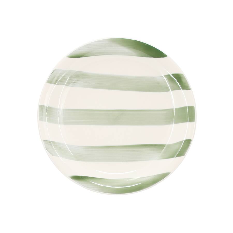 Gibson Home Kenwood Shores 12 Piece Stoneware Dinnerware Set - Green Stripe