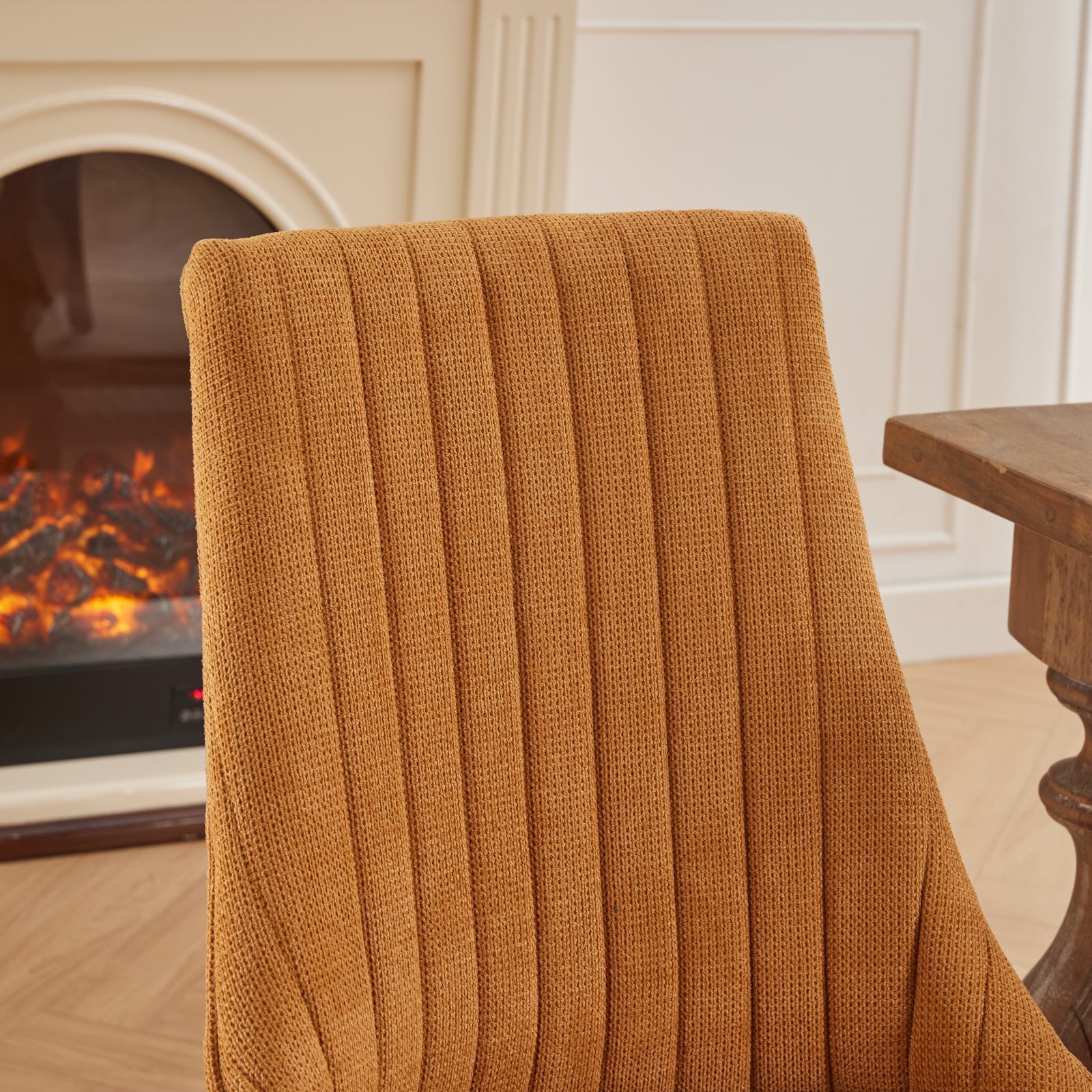 Set of 2 Rayon Cloth Flocking Linen Dining Chairs-3