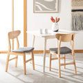 Dining Chair Set Of 2 With Grey Cushions And Natural Wood-3