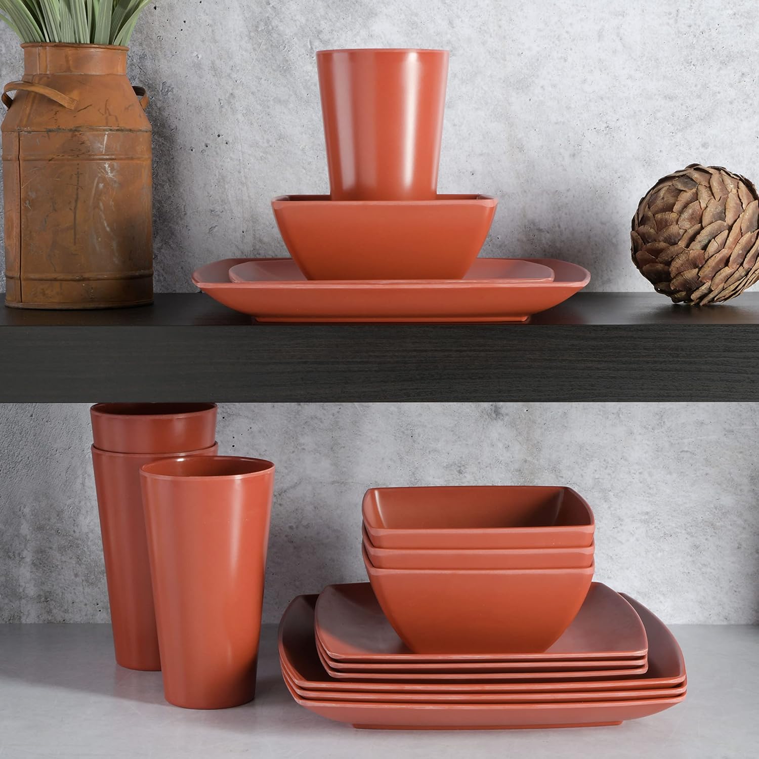 Gibson Home Grayson Melamine 12 Piece Dinnerware Set - Orange