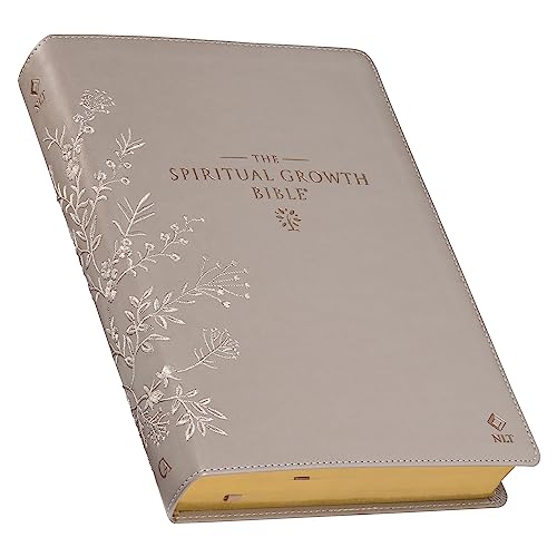 Nlt, the Spiritual Growth Bible (Faux Leather, Taupe Floral Embroidered) - Imitation Leather-0
