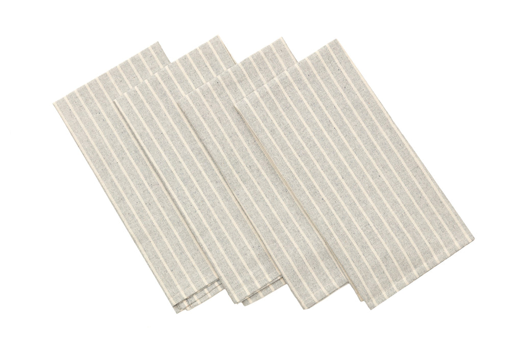 Cloth Napkins - Grey Striped and Natural Striped-3