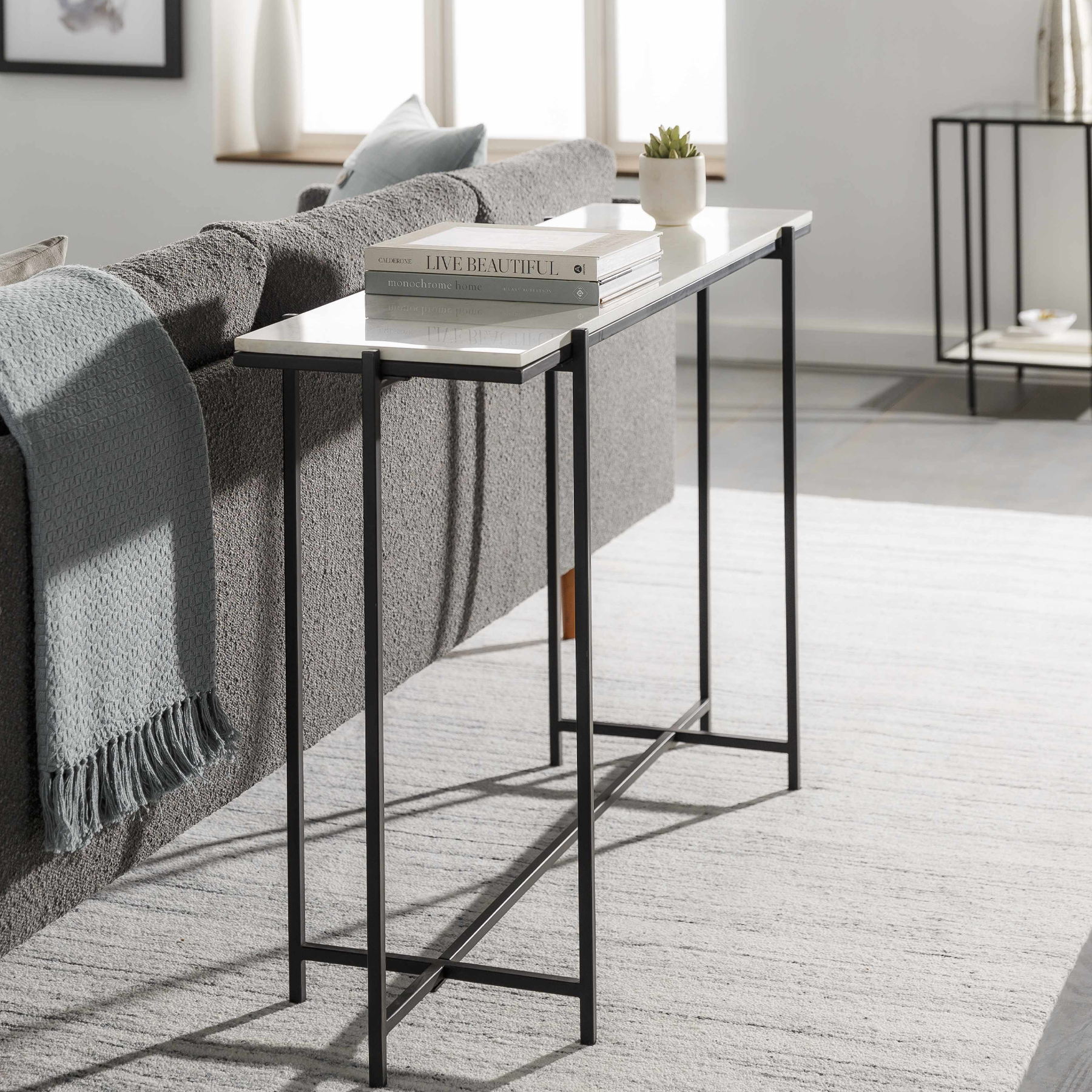 Shunem Console Table - Marble/Iron