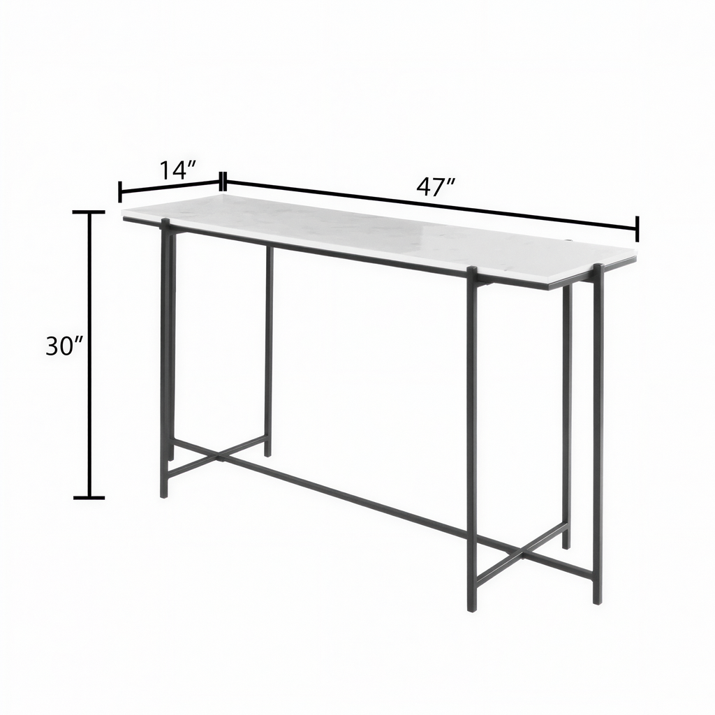 Shunem Console Table - Marble/Iron
