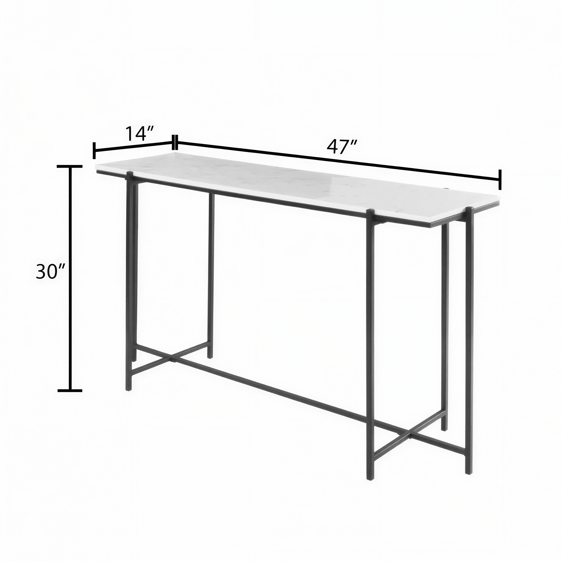 Shunem Console Table - Marble/Iron