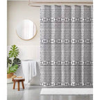 72-inch Polyester Shower Curtain with Black White Scandinavian Chevron Pattern-1