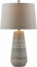 Tan and Cream Resin Lamp with White Linen Table Lamp-5