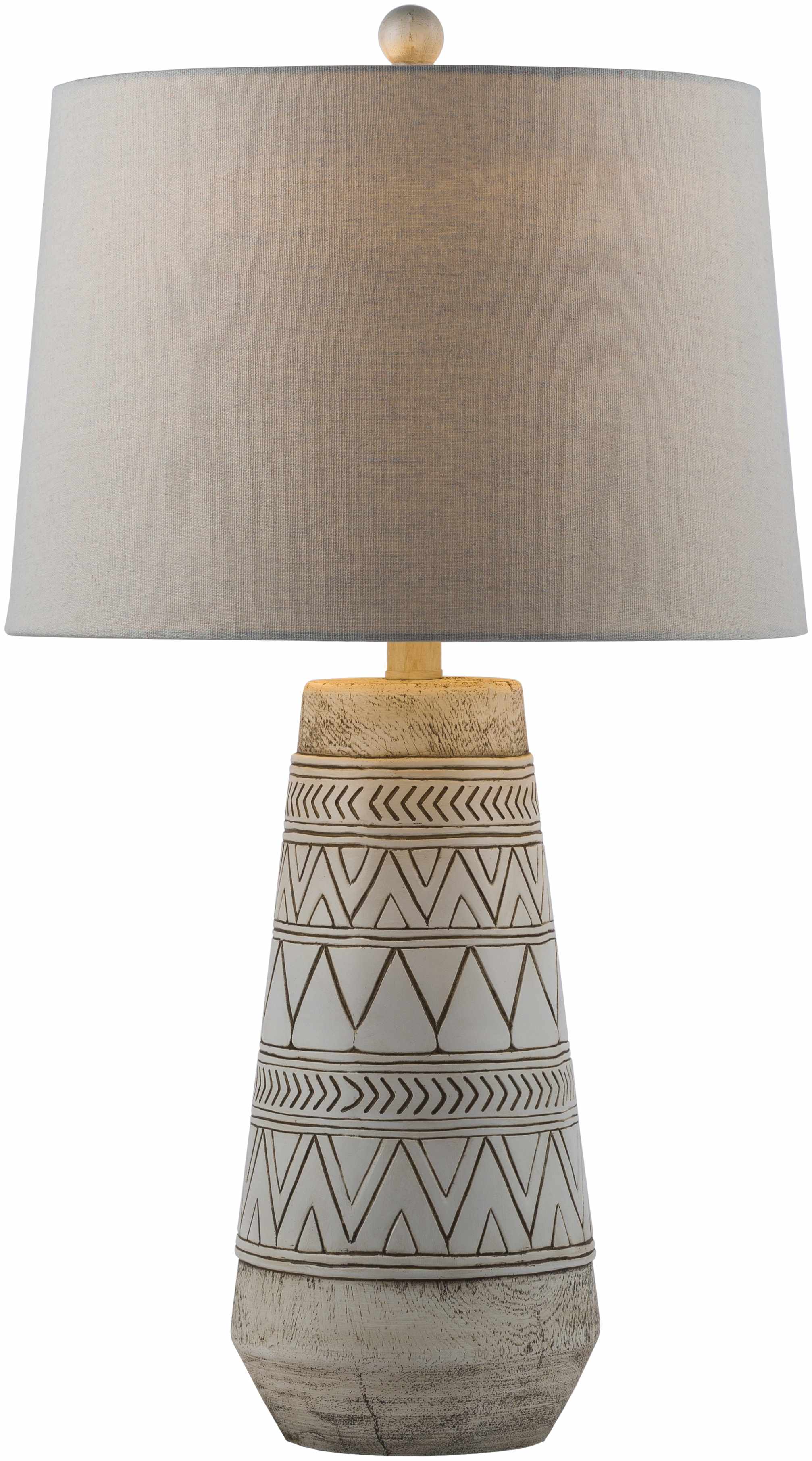 Tan and Cream Resin Lamp with White Linen Table Lamp-5