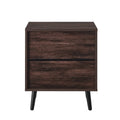 Mid-Century Modern 1-Drawer Nightstand End Table in Dark Brown Wood Finish-0