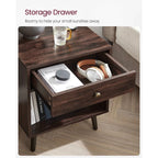 Mid-Century Modern 1-Drawer Nightstand End Table in Dark Brown Wood Finish-3