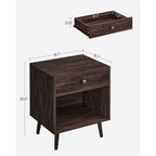 Mid-Century Modern 1-Drawer Nightstand End Table in Dark Brown Wood Finish-4