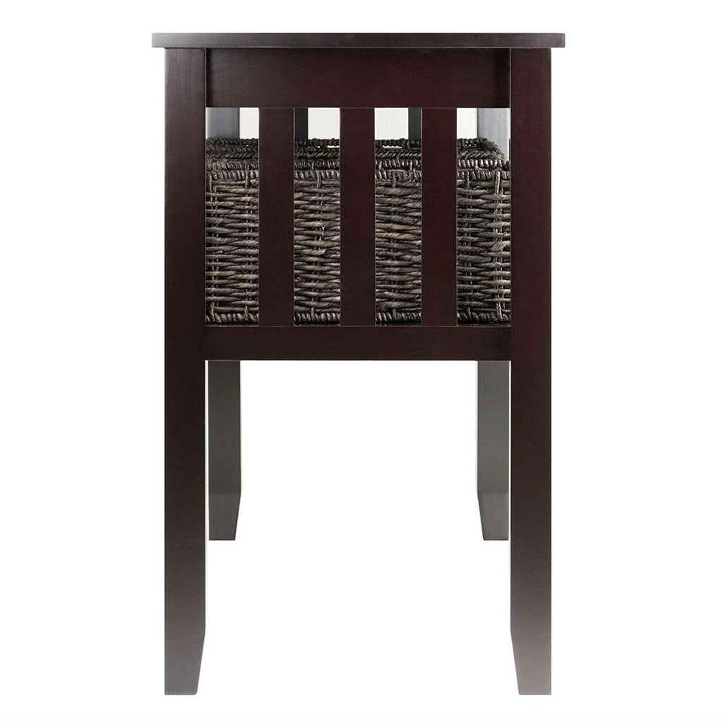 Espresso 2 Tier Entryway Hall Console Table with 3 Storage Baskets-2
