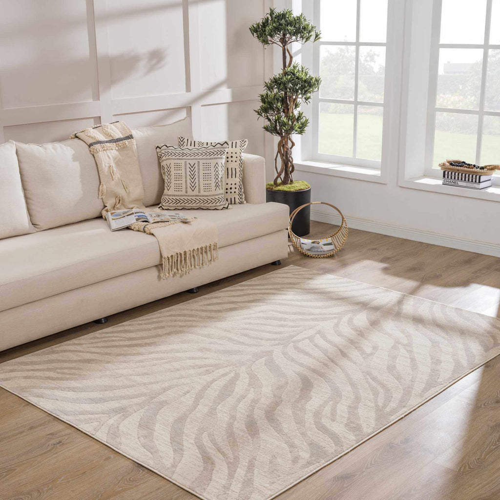 Beige Manteca Zebra Print Area Rug-1