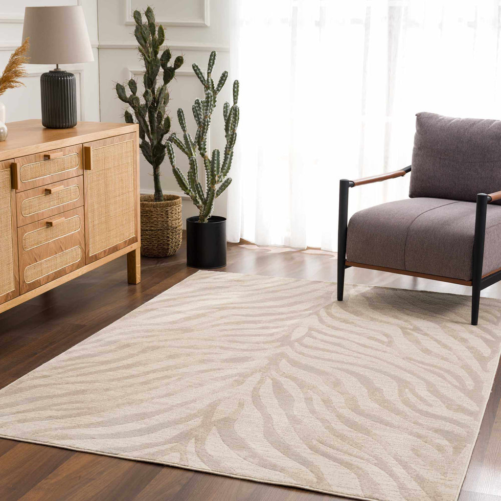 Beige Manteca Zebra Print Area Rug-2
