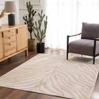 Beige Manteca Zebra Print Area Rug-2