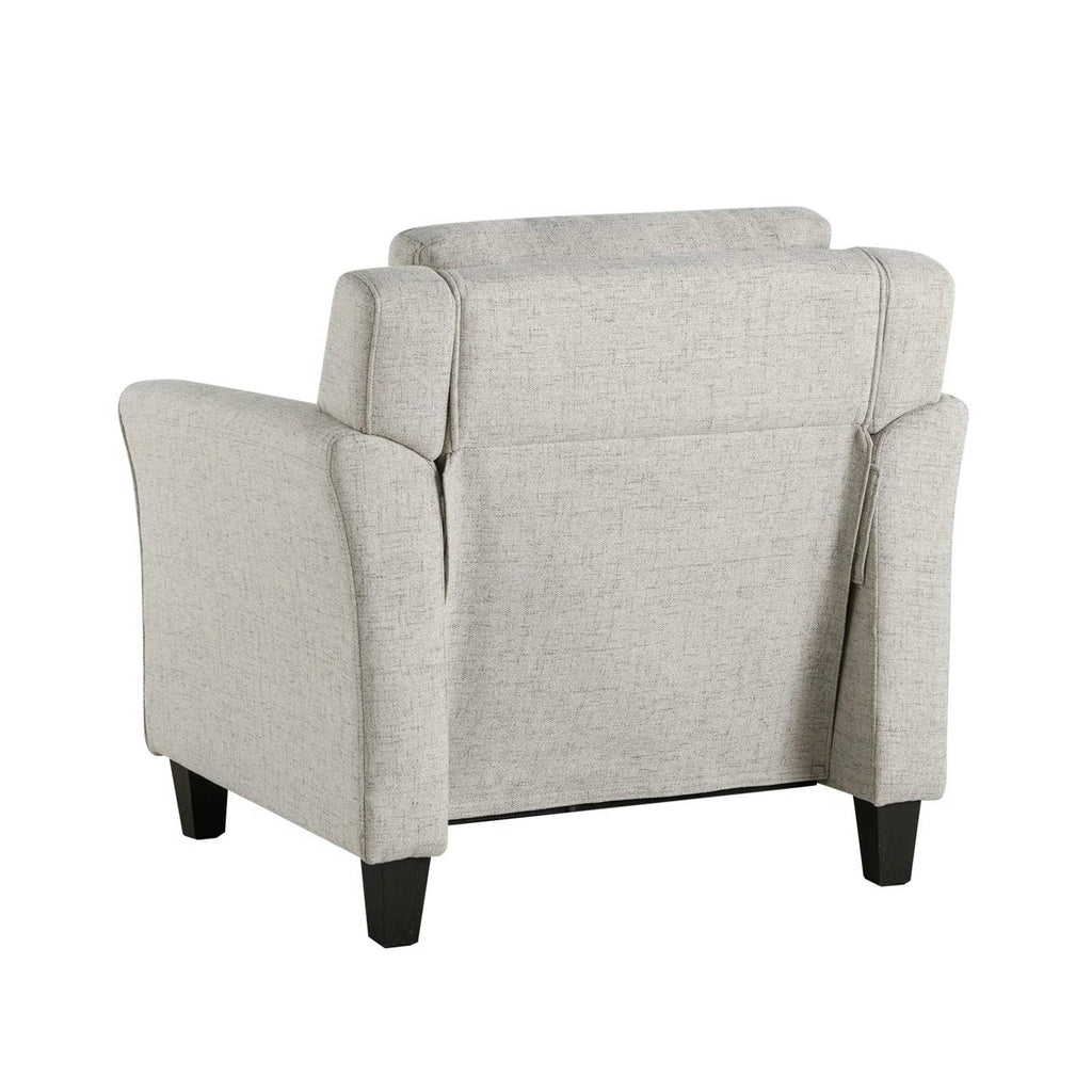 Cream Microfiber Upholstered Chair Armchair with Button Tufted Back Cushion-4