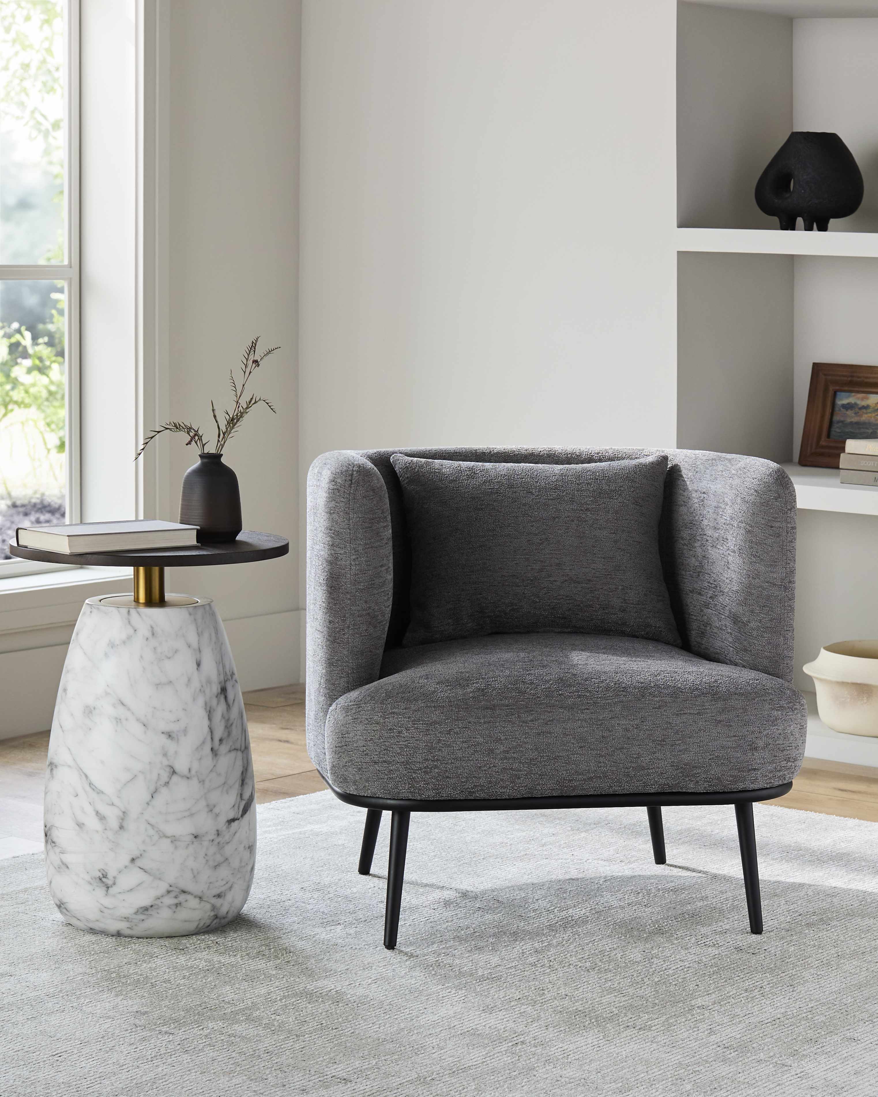 Courtisols Modern Curved Gray Accent Chair-3