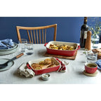 2 Piece Ceramic Stoneware Baking Dish Set in Cherry Red / Ivory-2