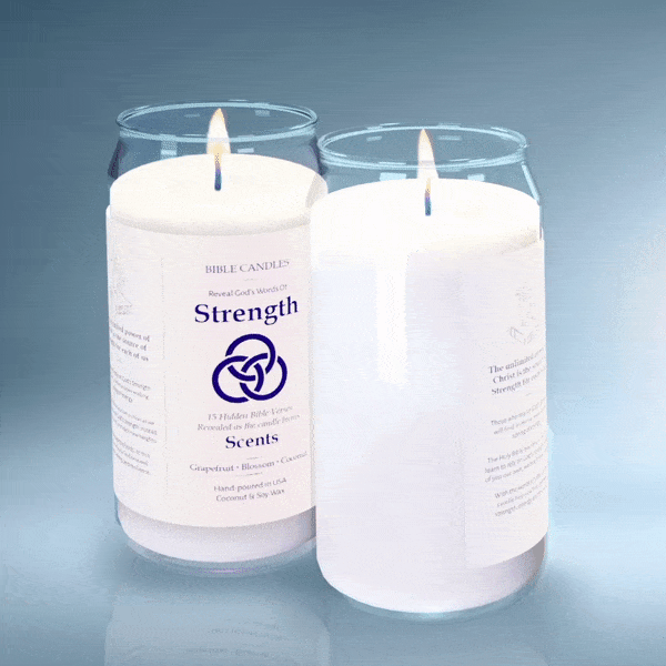 Strength Bible Candle - Grapefruit, Orange & Berry Scent with Hidden Verses-2