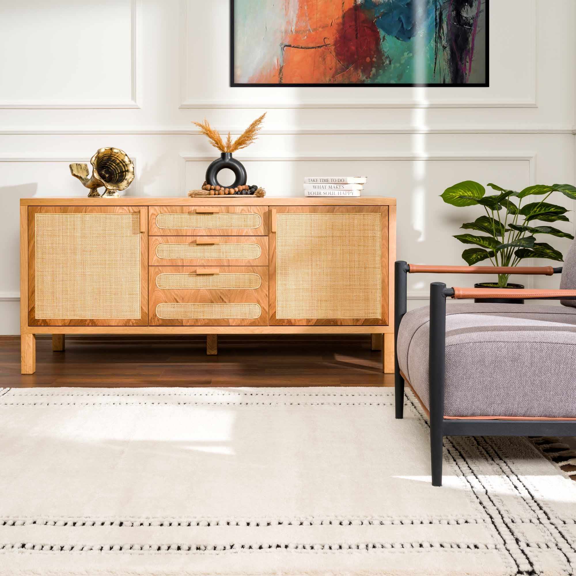 Ryuu Black & White Area Rug-2