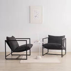 Modern Dark Grey Upholstered Accent Chair with Metal Frame-1