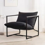 Modern Dark Grey Upholstered Accent Chair with Metal Frame-2