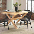 Modern Farmhouse Solid Pine Wood Dining Table in Distressed Driftwood Finish-0