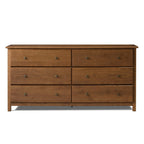 Farmhouse Solid Pine Wood 6 Drawer Dresser in Walnut Finish-0