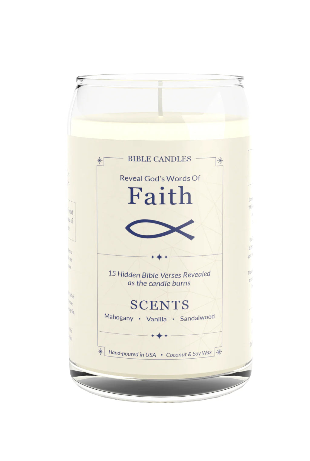 Faith Bible Candle - Mahogany, Vanilla & Sandalwood Scent with Hidden Verses-0