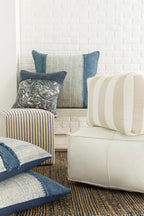Friendsville Solid & Striped Ivory Pouf-4