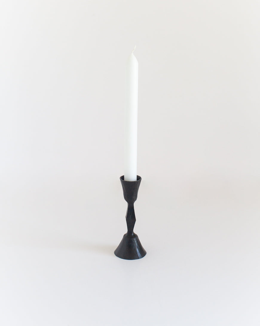 Low Diamond Hand-Forged Iron Candle Stand-5