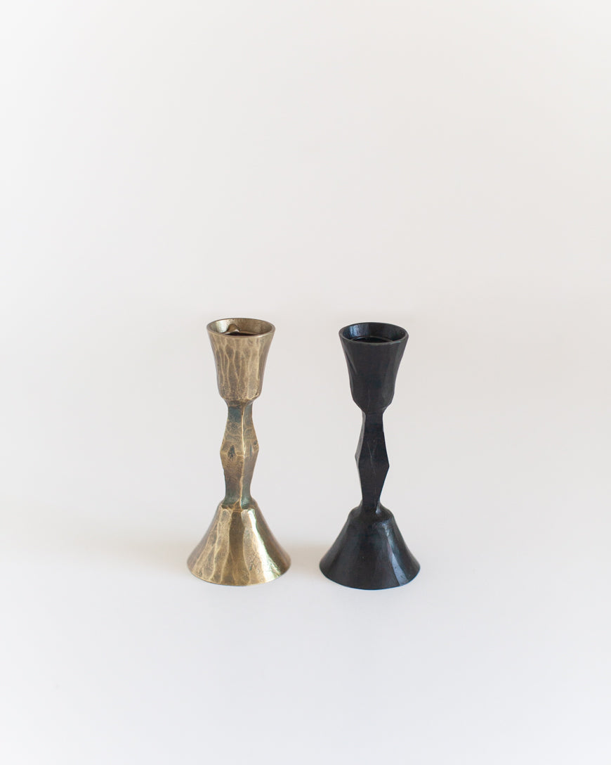 Low Diamond Hand-Forged Iron Candle Stand-3