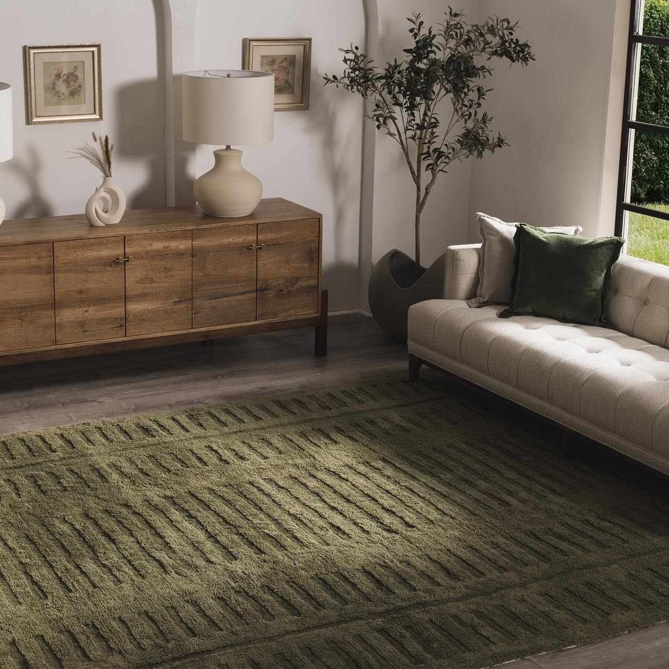 Washable Wool Rug - Green - Clearance-1