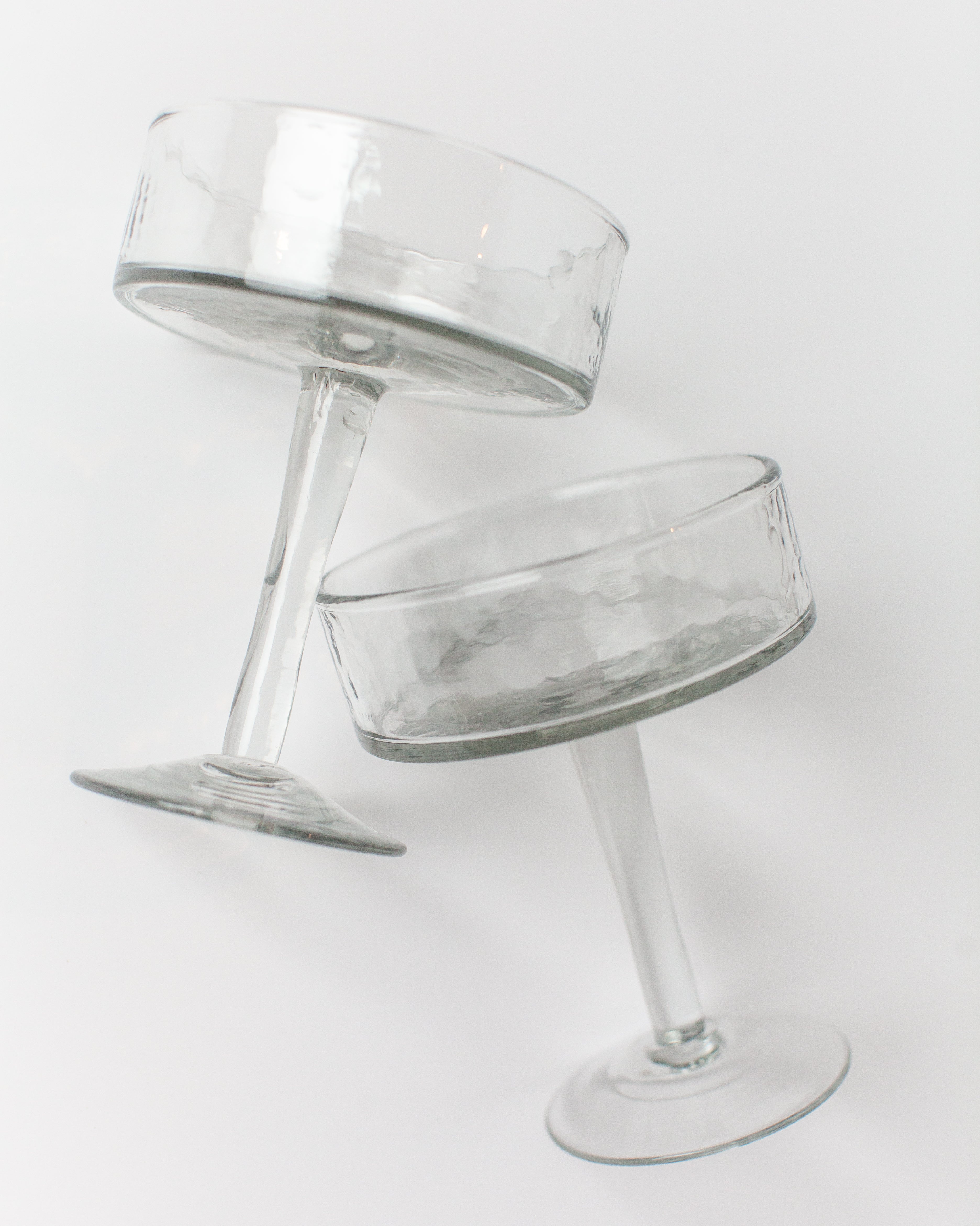 Handblown Hammered Coupe Cocktail Glass Pair-7