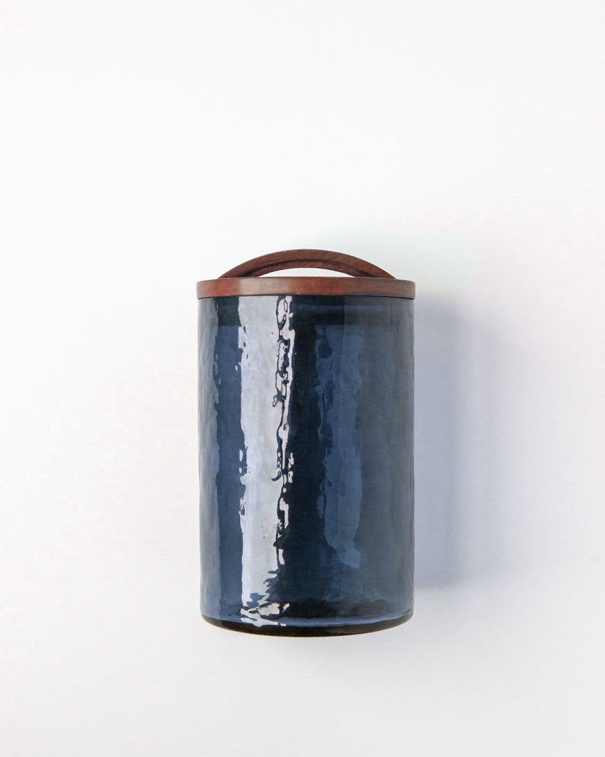Hammered Glass Canisters with Wood Lid-13