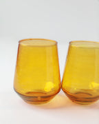 Pair of Hammered Glass Stemless Tumblers-5