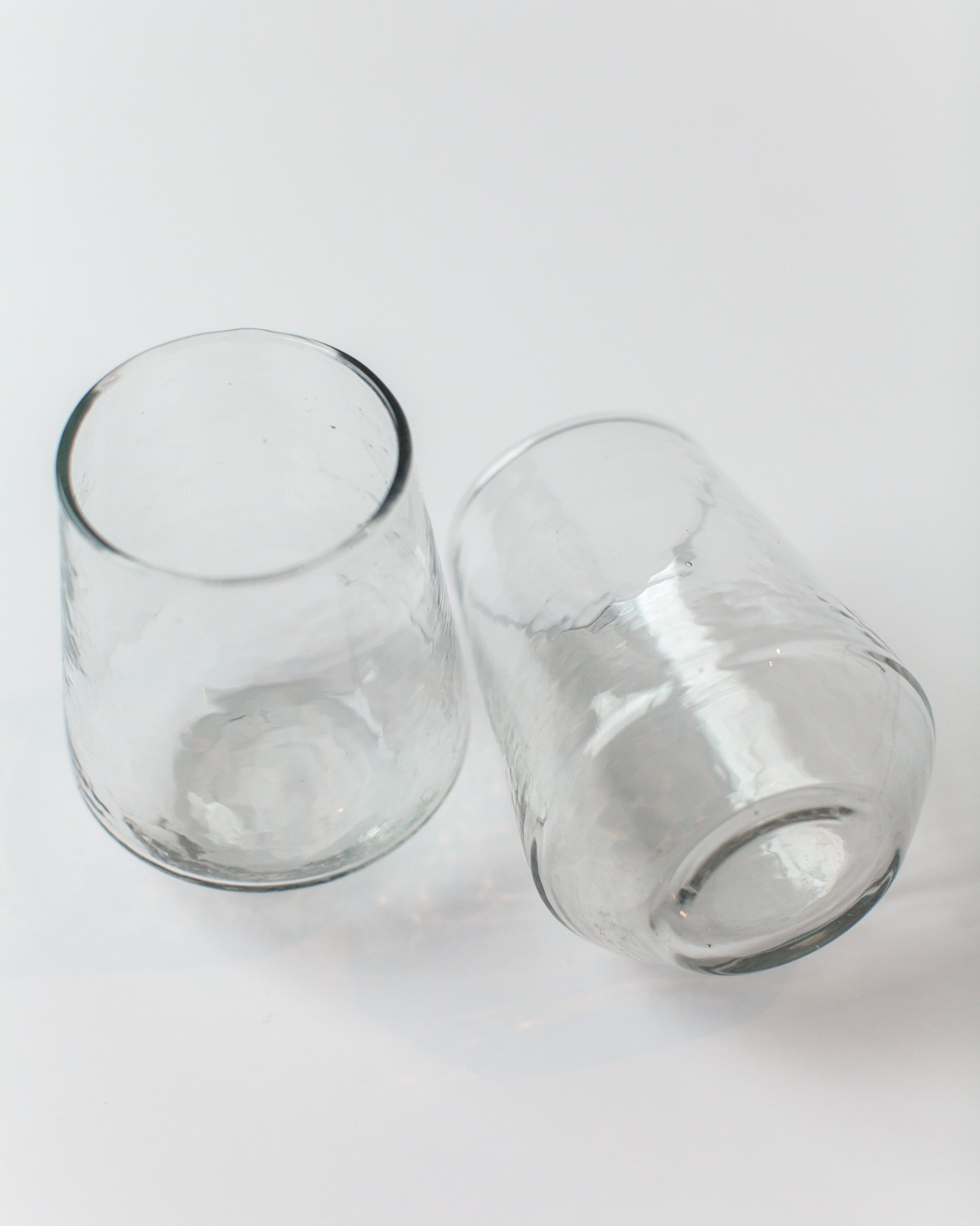 Pair of Hammered Glass Stemless Tumblers-2