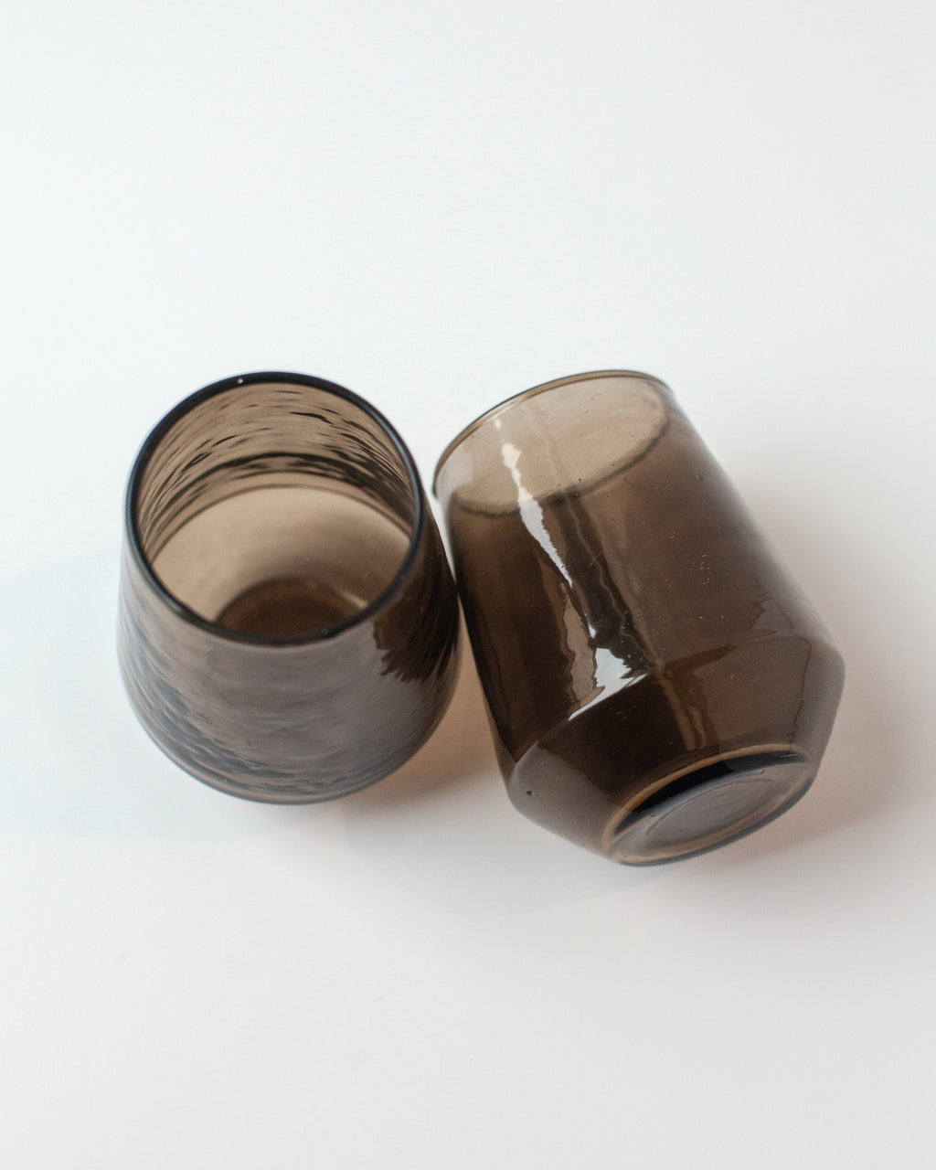 Pair of Hammered Glass Stemless Tumblers-4