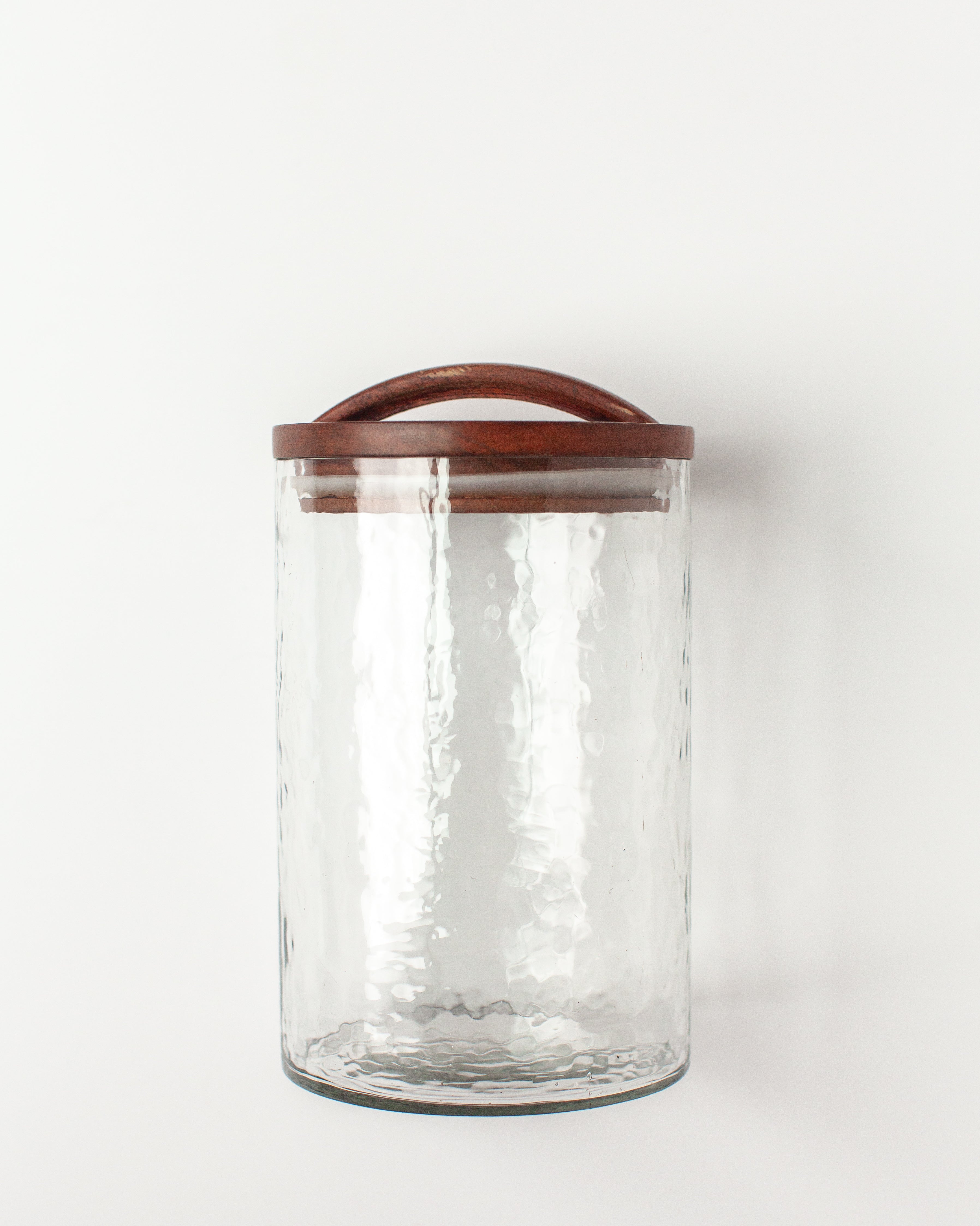 Hammered Glass Canisters with Wood Lid-11