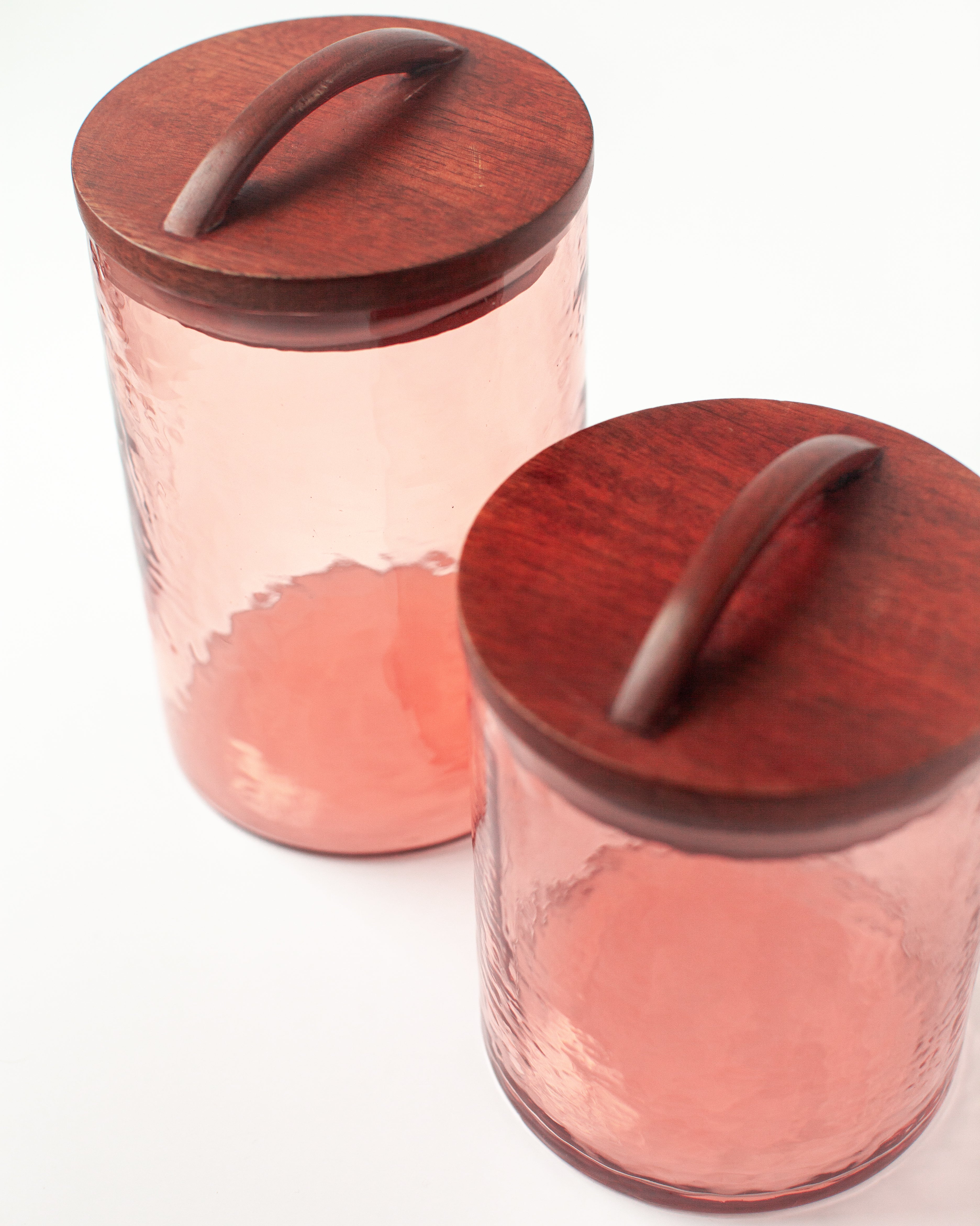Hammered Glass Canisters with Wood Lid-3
