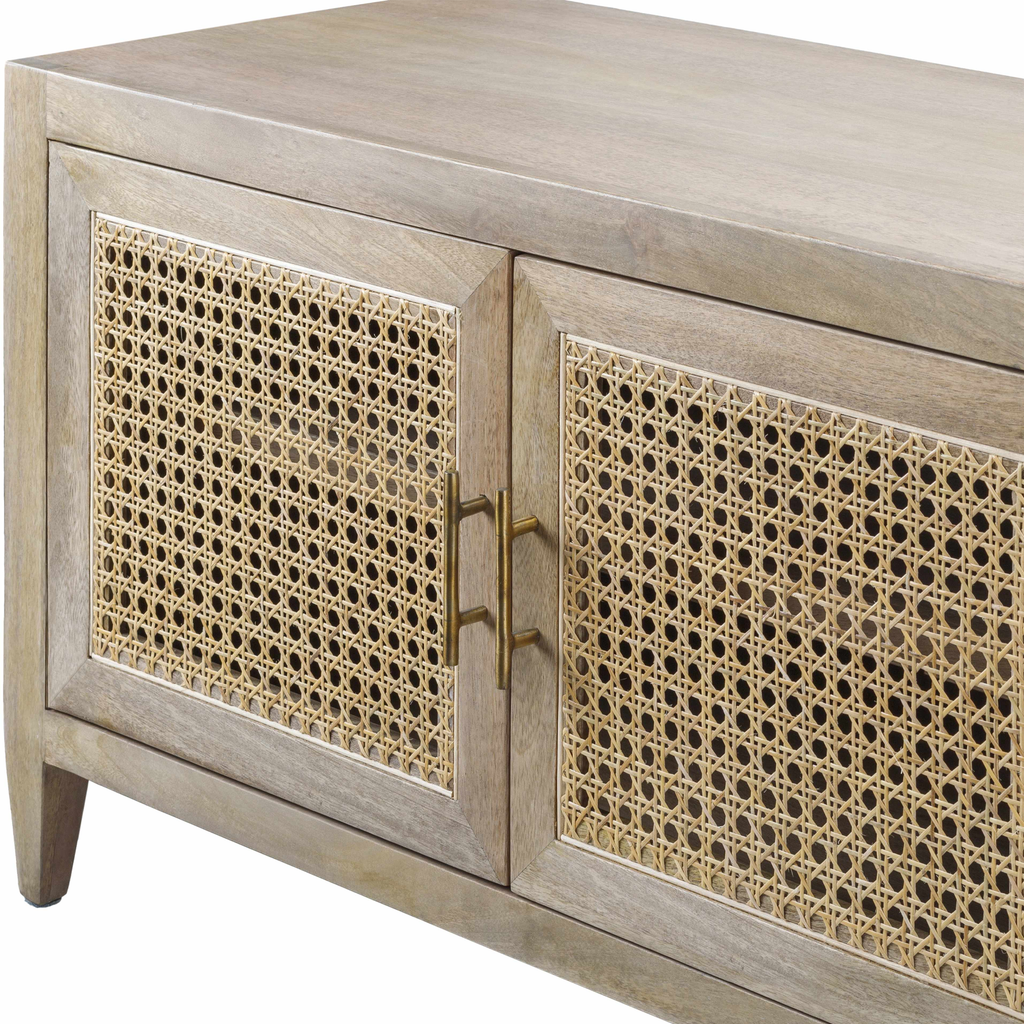 Shiloh TV Stand – Natural Wood Rattan