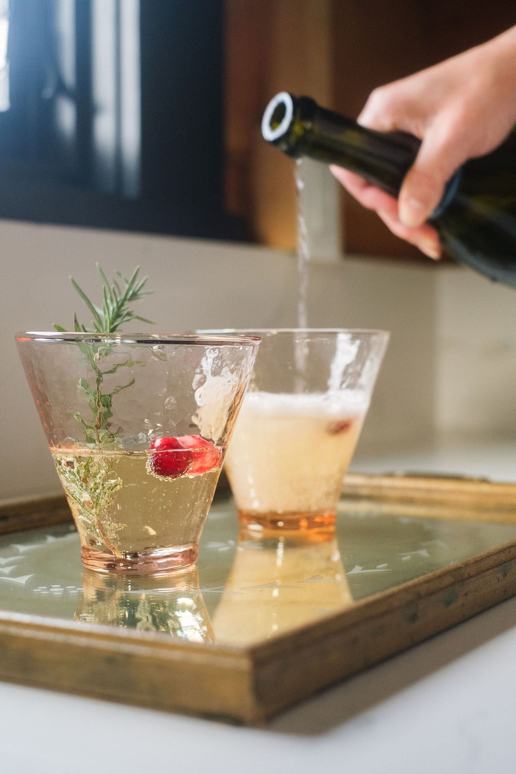 Handblown Hammered Funneled Glasses | Set of 2-1