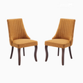 Set of 2 Rayon Cloth Flocking Linen Dining Chairs-0
